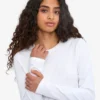 Ekologisk T-shirt med långa ärmar för dam – optiskt vit