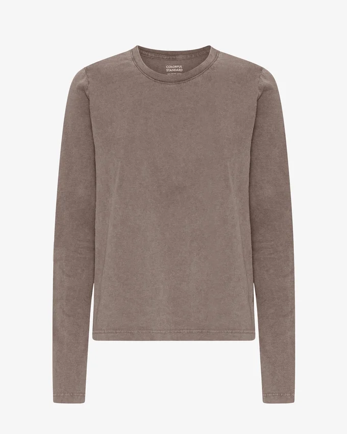 Ekologisk T-shirt med långa ärmar för damer – blekt khaki
