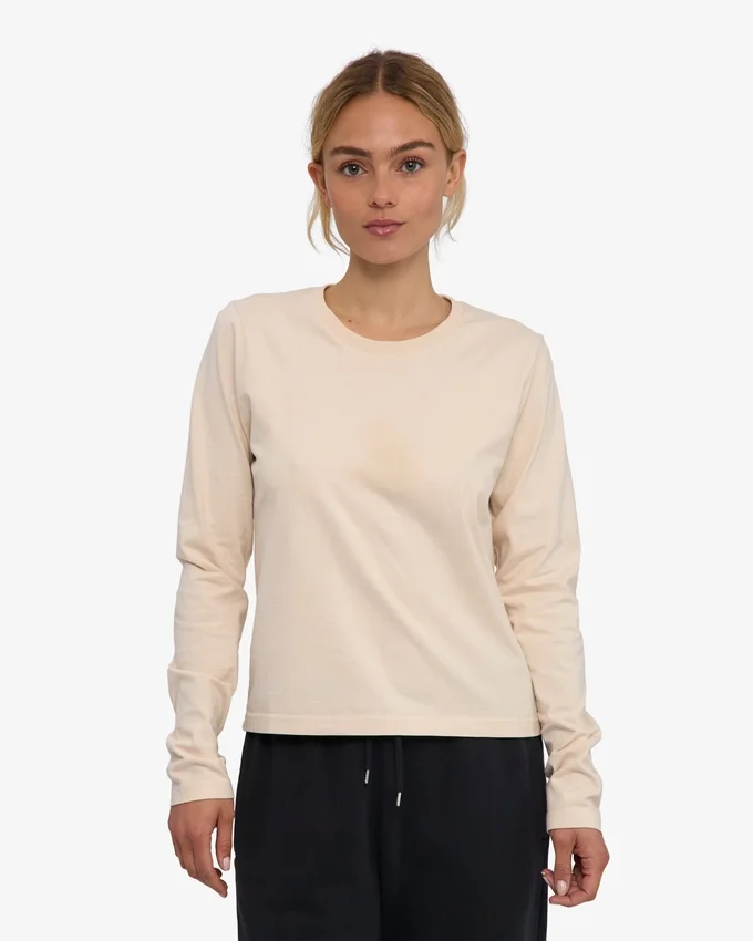 Ekologisk T-shirt med långa ärmar för damer – blekt khaki