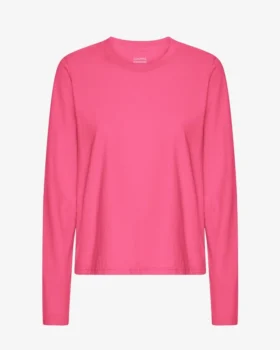 Ekologisk T-shirt med långa ärmar för damer – Bubblegumrosa