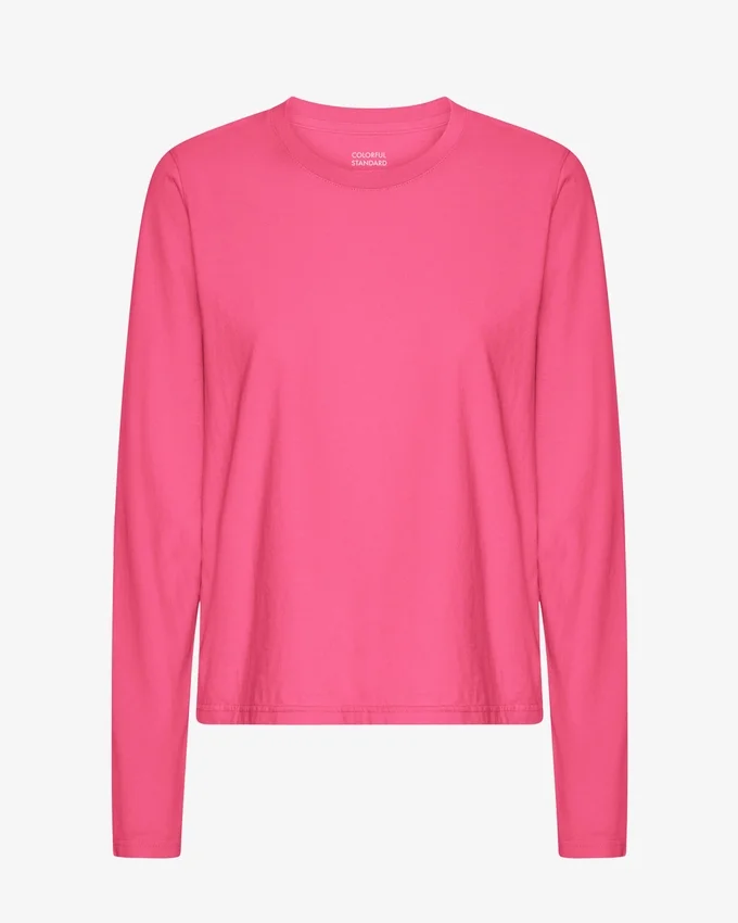 Ekologisk T-shirt med långa ärmar för damer – Bubblegumrosa