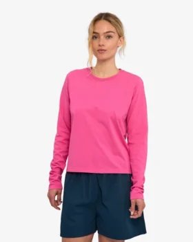 Ekologisk T-shirt med långa ärmar för damer – Bubblegumrosa
