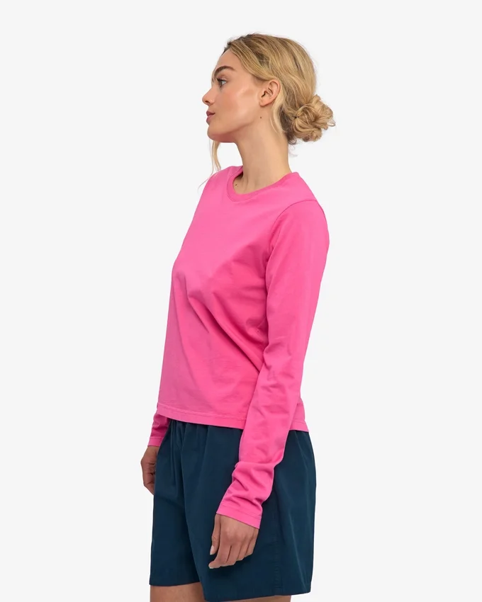 Ekologisk T-shirt med långa ärmar för damer – Bubblegumrosa
