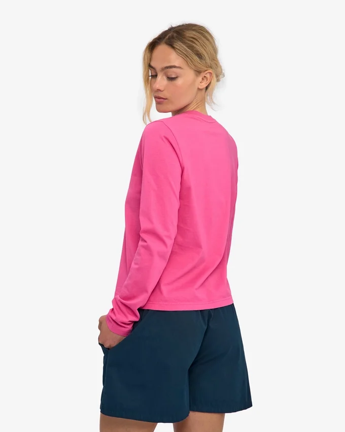 Ekologisk T-shirt med långa ärmar för damer – Bubblegumrosa