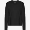 Ekologisk T-shirt med långa ärmar för damer – djupsvart