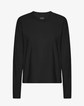 Ekologisk T-shirt med långa ärmar för damer – djupsvart