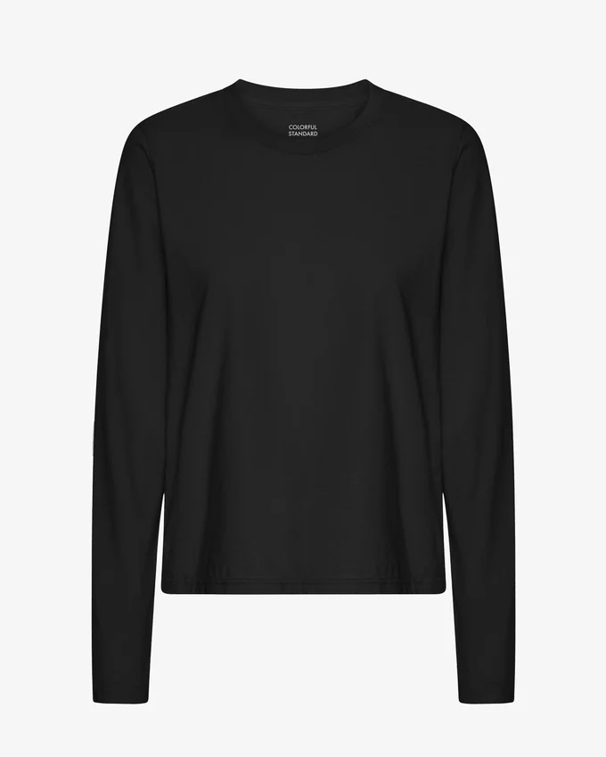 Ekologisk T-shirt med långa ärmar för damer – djupsvart