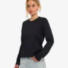 Ekologisk T-shirt med långa ärmar för damer – djupsvart