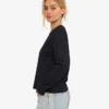 Ekologisk T-shirt med långa ärmar för damer – djupsvart