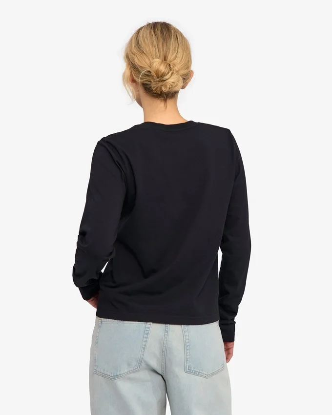 Ekologisk T-shirt med långa ärmar för damer – djupsvart