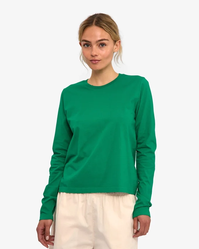 Ekologisk T-shirt med långa ärmar för damer – kellygrön