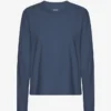 Ekologisk T-shirt med långa ärmar för damer – petrolblå