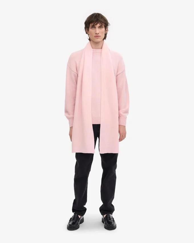 Halsduk i merinoull – blekt rosa