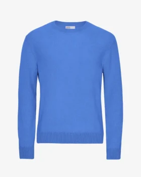 Klassisk tröja i merinoull – Pacific Blue