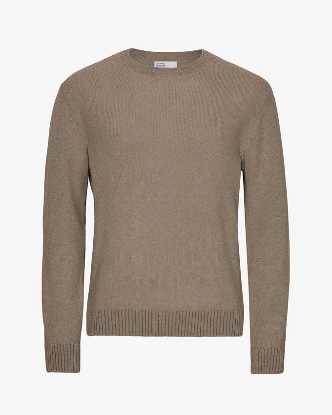 Klassisk tröja i merinoull – varm taupe