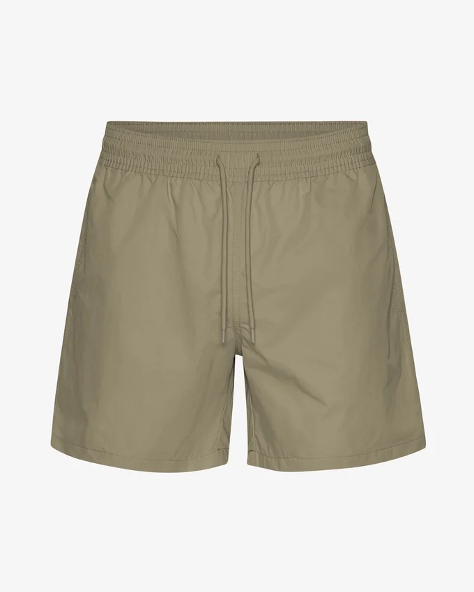 Klassiska badshorts – dammig olivgrön