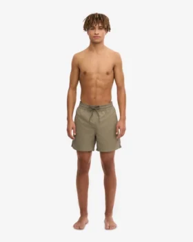 Klassiska badshorts – dammig olivgrön