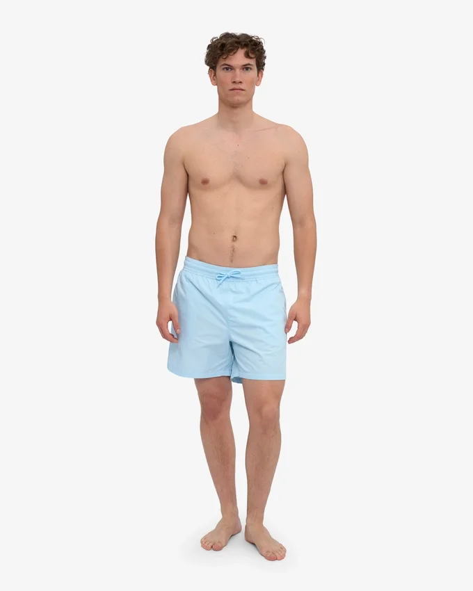Klassiska badshorts – polarblå