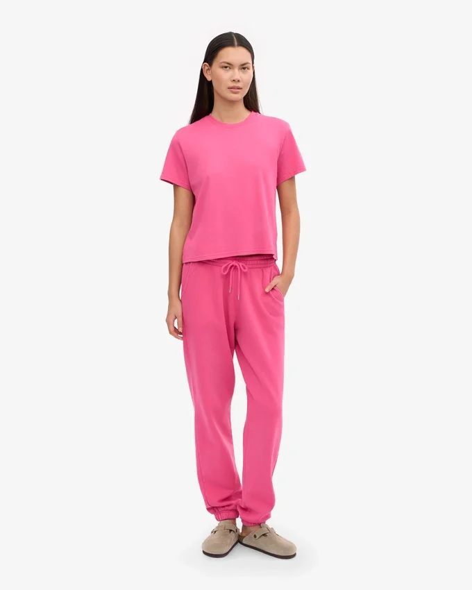 Kort, boxig T-shirt i ekologiskt bomull – Bubblegum Pink