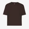 Kort, boxig T-shirt i ekologiskt bomull – kaffebrun
