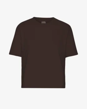 Kort, boxig T-shirt i ekologiskt bomull – kaffebrun