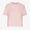 Kort, boxig T-shirt i ekologiskt tyg – blekt rosa