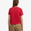 Kort, boxig T-shirt i ekologiskt tyg – scharlakansröd