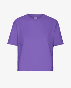 Kort, boxig T-shirt i ekologiskt tyg – ultraviolett