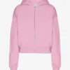 Kort hoodie i ekologiskt tyg med dragkedja – Cherry Blossom