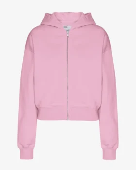 Kort hoodie i ekologiskt tyg med dragkedja – Cherry Blossom
