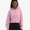 Kort hoodie i ekologiskt tyg med dragkedja – Cherry Blossom