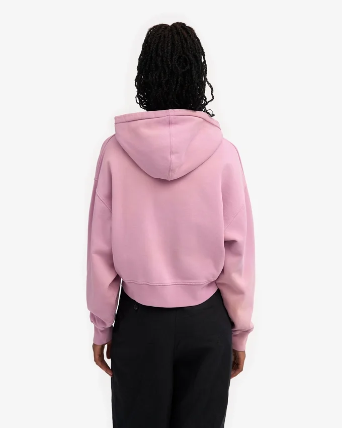 Kort hoodie i ekologiskt tyg med dragkedja – Cherry Blossom