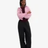 Kort hoodie i ekologiskt tyg med dragkedja – Cherry Blossom