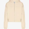 Kort hoodie i ekologiskt tyg med dragkedja – elfenbensvit