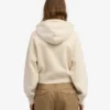 Kort hoodie i ekologiskt tyg med dragkedja – elfenbensvit