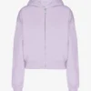 Kort hoodie i ekologiskt tyg med dragkedja – mjuk lavendel