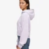 Kort hoodie i ekologiskt tyg med dragkedja – mjuk lavendel