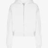 Kort hoodie i ekologiskt tyg med dragkedja – optiskt vitt