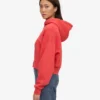 Kort hoodie i ekologiskt tyg med dragkedja – röd mandarin