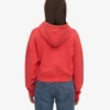 Kort hoodie i ekologiskt tyg med dragkedja – röd mandarin