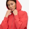 Kort hoodie i ekologiskt tyg med dragkedja – röd mandarin