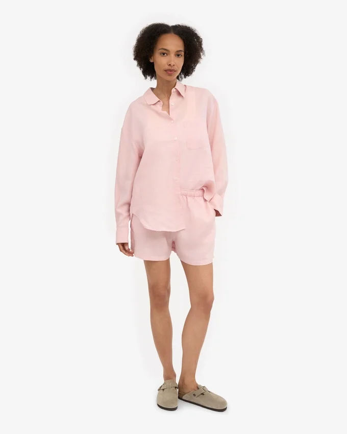 Linne Shorts – blekt rosa