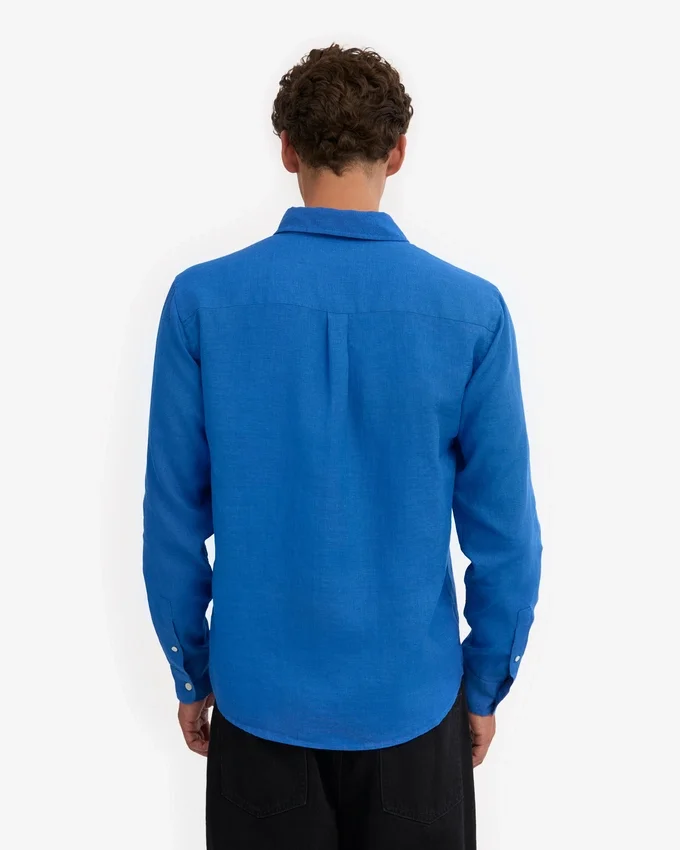 Linne-skjorta – Pacific Blue