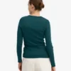 Långärmad T-shirt i ekologiskt ribbstickat för dam – havsgrön