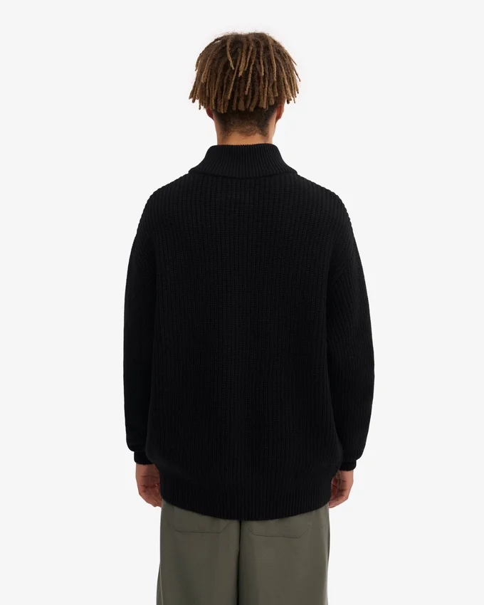 Merino-tröja med kort dragkedja – snömelange