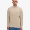 Merino-tröja med kort dragkedja – elfenbensvit
