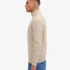 Merino-tröja med kort dragkedja – elfenbensvit