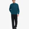 Merino-tröja med kort dragkedja – havsgrön