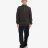 Merino Tröja med kort dragkedja – kaffebrun