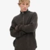 Merino Tröja med kort dragkedja – kaffebrun